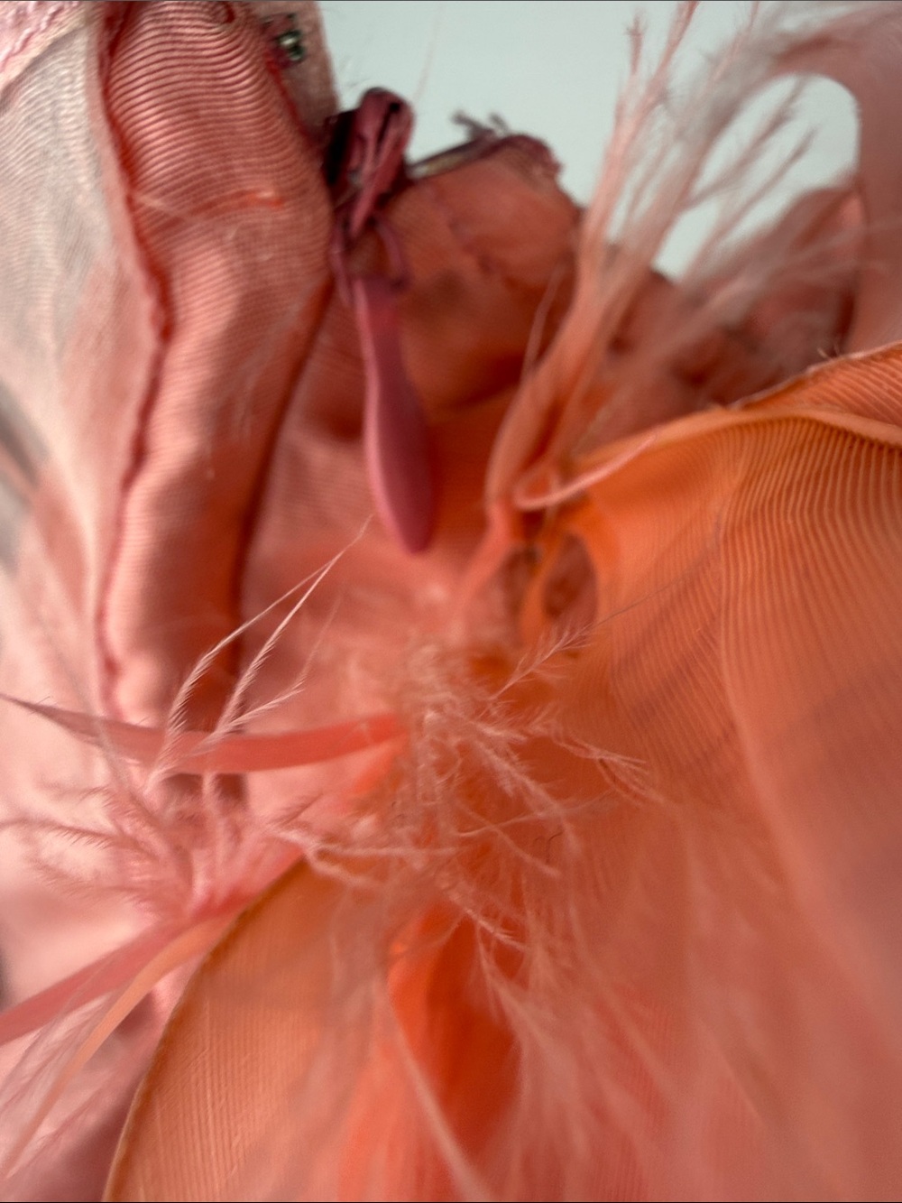 Silk Coral Feathered Short Mini Dress - Picture 6 of 11